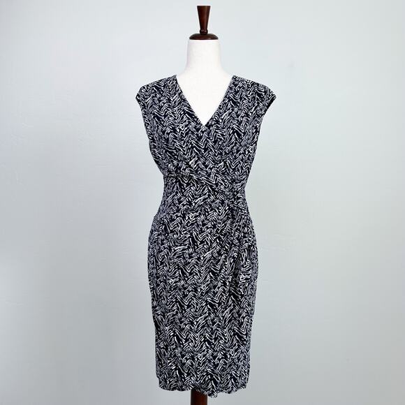 Lauren Ralph Lauren V-Neck Crossover Navy Dress - Picture 2 of 12